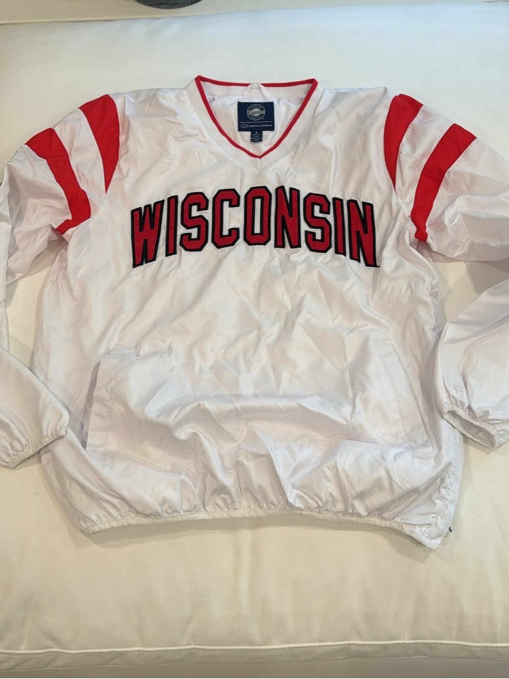 Wisconsin White & Red Pullover Windbreaker